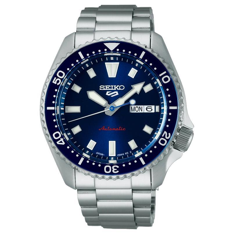 SEIKO Size 5 Sports 100m Water Resistant Automatic Mechanical Movement Stainless Steel Watchband SRPL83 Blue Dial