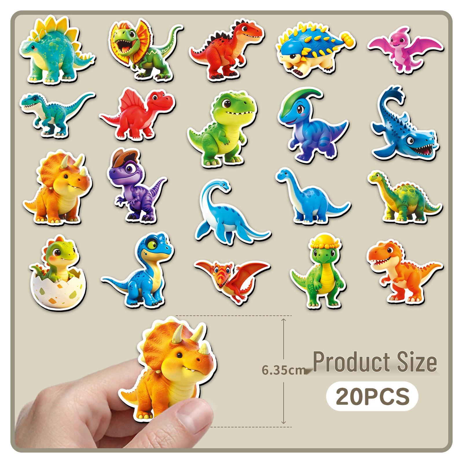 20pcs 3D Dinosaur Cartoon Magnetic Refrigerator Magnets - Non-Infringing, Waterproof Stickers