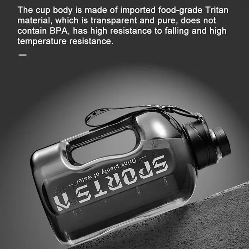 Large Capacity Sports Water Bottle 1.7/2.7L Plastic Drinking Bottle with Time Scale for Outdoor Camping Hiking Gym Men's Kettle