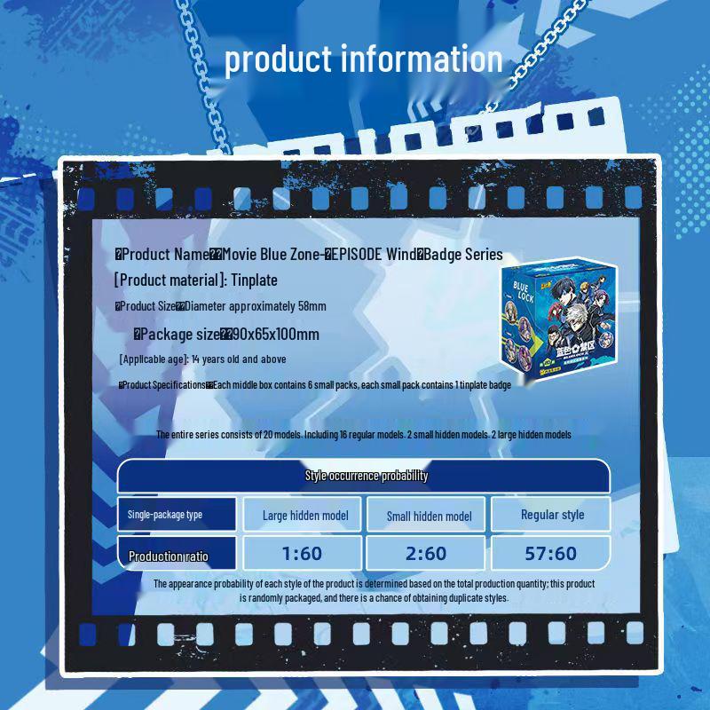 Kayou Blue Zone Schlüsselanhänger Blind Box: Blue Lock Nagi Seishiro Anstecker