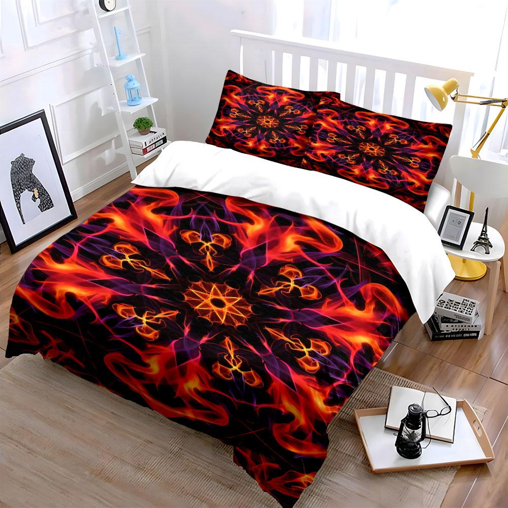 Fiery Mandala-style Design. Bedding Sets Duvet Cover Sets Duvet Covers Pillowcases(1 * Duvet Cover 2 * Pillowcases Without Duvet Insert)