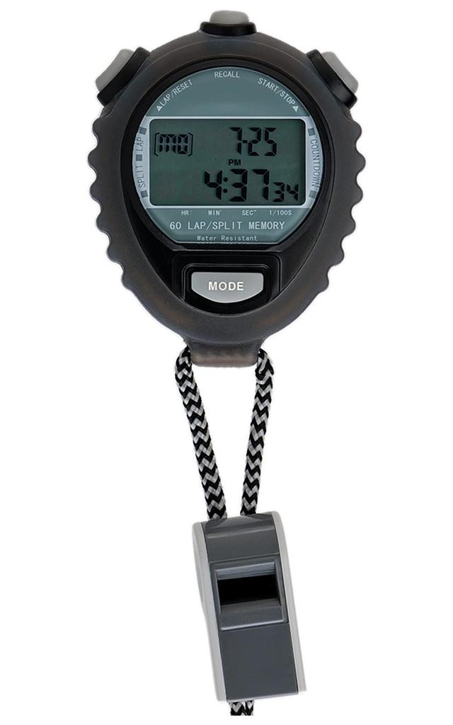CREPHA Digital Countdown 60 Lap Stopwatch, Waterproof, Timer, Memory, Black, TEV-4026-BK