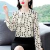 Women's Autumn 2024 Polka Dot Chiffon Blouse: Chic, Age-Reducing, Loose Fit French Top