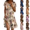Short Sleeve Dress For Women Casual Loose Fit Summer Sundress  Print Dress With Pockets