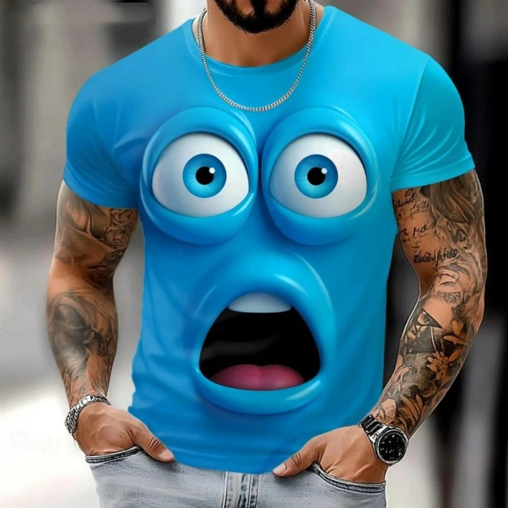 3D Print Abstract Face T-shirt For Men Funny Colorful Graphic Short-sleeved Tees Summer Fashion Round Neck Tops Street Women T-shirt