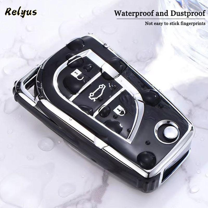 Tpu Car Folding Key Case Protection Shell For Toyota Corolla Camry Avensis Prado Fortuner Rav4 Chr Vios Highlander Keyless Cover