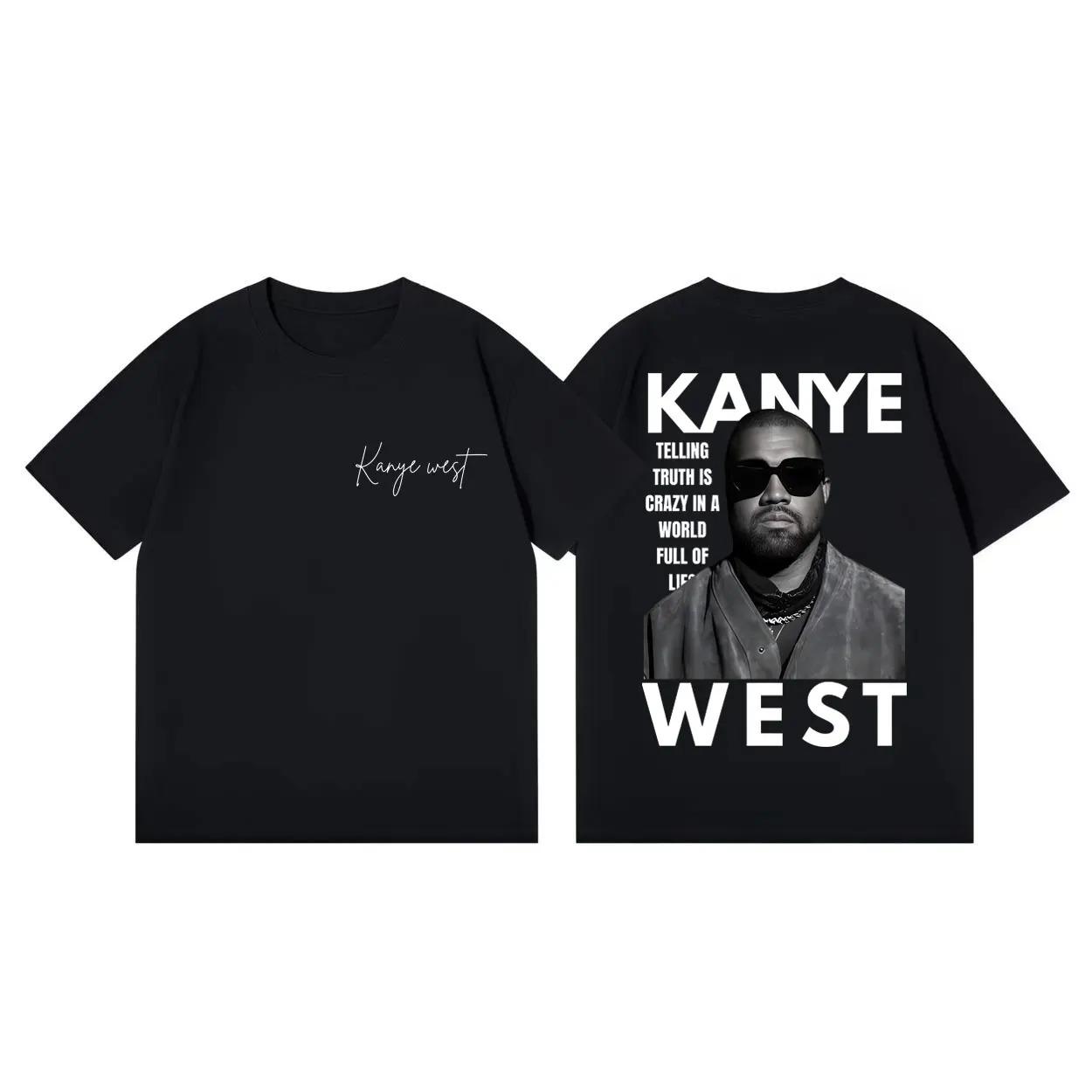 

2026 Kanye West Tour Merch Tshirt Harajuku Hip Hop Style Short Sleeve Tshirts Unisex Women Fashion Casual Loose Cotton T Shirts S