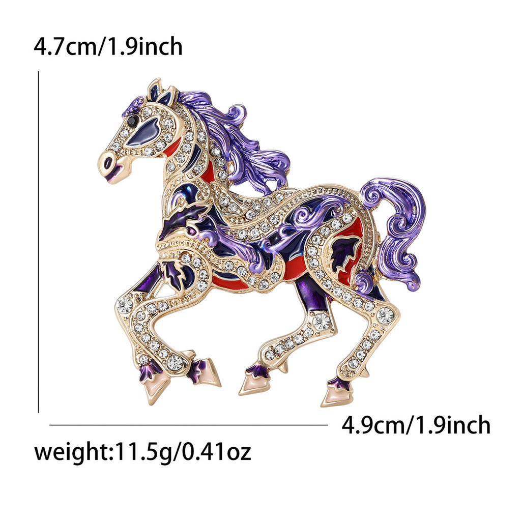 Retro frisches und süßes Temperament diamantbesetzte niedliche Pony-Tierbrosche vielseitiges Kleiderzubehör Corsage