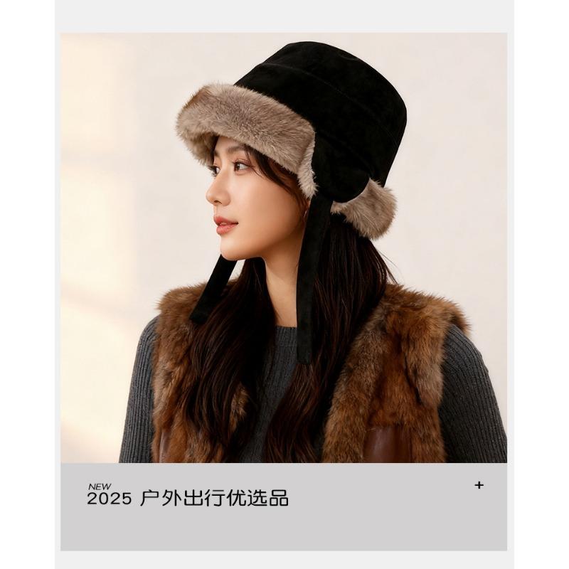 Women S Faux Suede Thick Earflap Winter Hat Multi Wear Fisherman Cap Mongolian Hat