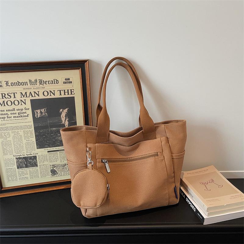 Versatile Women's Large Canvas Tote - Fashionable Mother-Child Casual Shoulder Bag for School & Commute