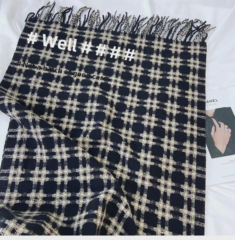 2024 Winter Women's Plaid Scarf: Korean Retro Style, Warm Imitation Cashmere Shawl for Students and Couples