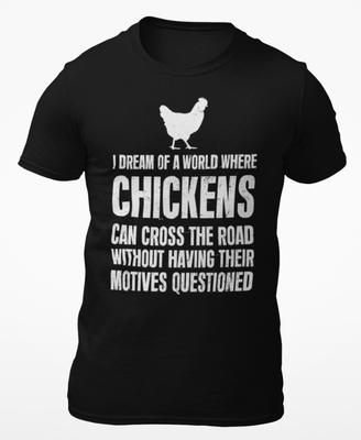 Lustiges Huhn überquert die Straße Lustiger Humor Sarkastisches T-Shirt