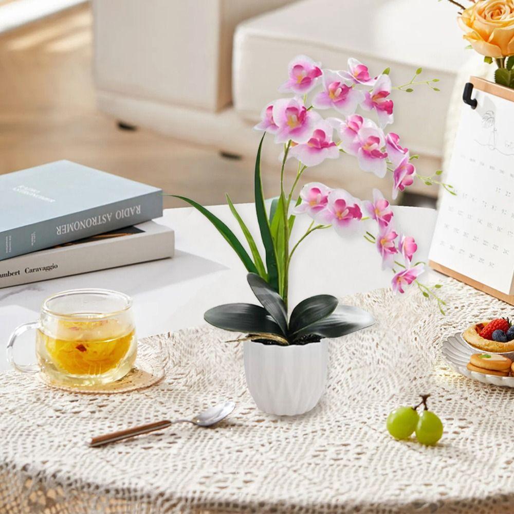 DIY Artificial Orchid Bonsai Multi-Bloom Artificial Faux Plants New Plastic Fake Flower Home Decor