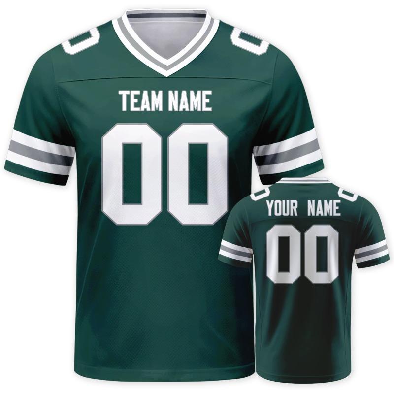 Personalized Green American Football Shirt, Custom Football Jersey with Team Name Number, Game Day Gift for Men Women Kids