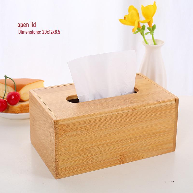 Bamboo Wood Paper Towel Box - Modern Desktop & Car Storage, Creative Bamboo Material, Suitable for Home.