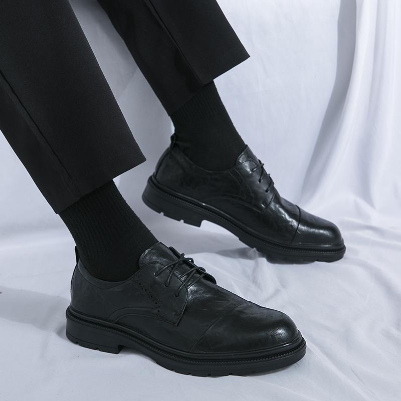 Mode Klassisch Schwarz Frühling Herren Bequeme Schnürschuhe Lässige Lederschuhe Modisch Neu Atmungsaktiv Business Bankett Lederschuhe