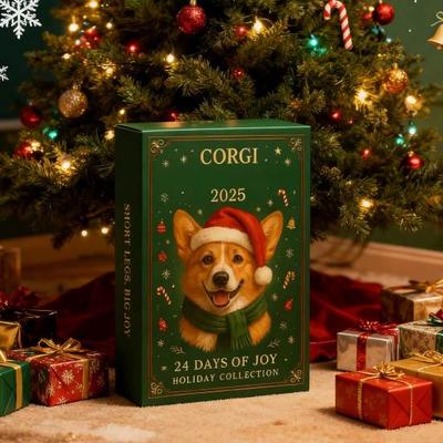 Yousheng Coigi Advent Calendar 2025 24 Days Christmas Countdown with 24 Acrylic 2D Cute Corgi Pendants Dog-Themed Ornaments Set Holiday Gift