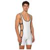 Men‘s Shiny One Piece Swim Bodysuit S-3XL Low Cut Neck Strappy Side Open Elastic Waistband Boxer Bottom for Bodybuilding Pool Training