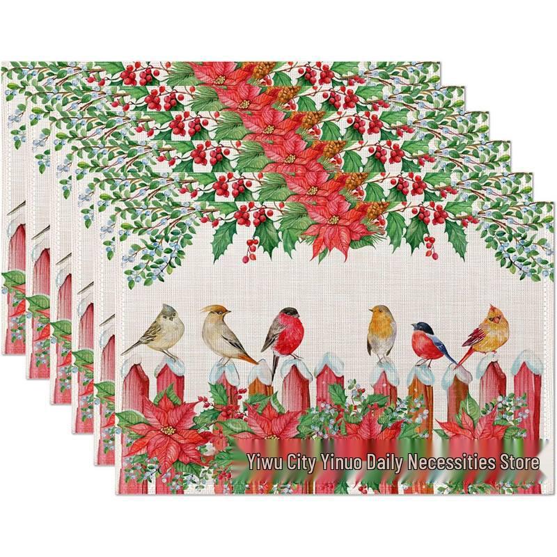 Christmas Snowman & Snowflake Plaid Insulated Placemat - Festive Table Decoration