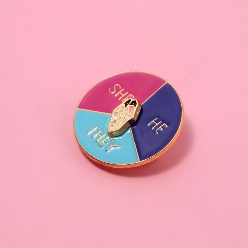 Rotation Pointer Badge Pin Backpacks Lapel Pin Gender Identity Brooch Button