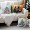 Watercolor Christmas Tree Illustration Pillowcase Bedroom Cushion Cover 100% Polyester Living Room Cushion Pillowcase Home Decor
