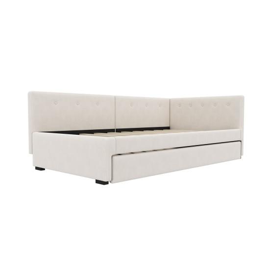 Daybed 90x200cm with Pull-out Bed Sofa Bed Single (No Mattress) Minimalist Styling Beige Gray Double Rollaway