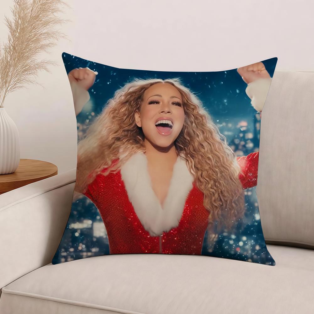 Funda de almohada Merry Christmas de la cantante Mariah Carey Cojines de oficina Adecuado para sofá coche dormitorio Funda de cojín decorativa