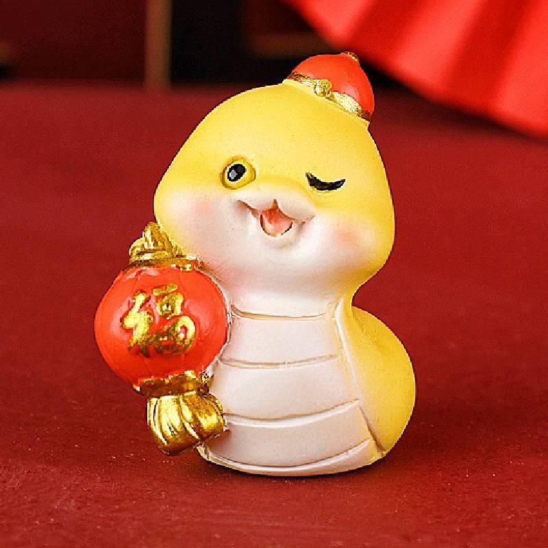 Year The Of Snake Mascot Toy Resin Cake Decoration Doll Room Gifts Decorate
