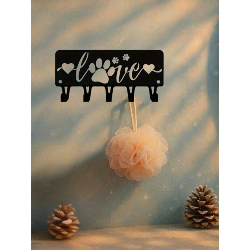 Puppy Key Holder Wall Hook & Metal Towel Rack, Scenery Holiday Decor