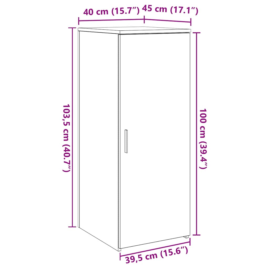 Storage Cabinet White 40 X 45 X 103.5 Cm Particleboard