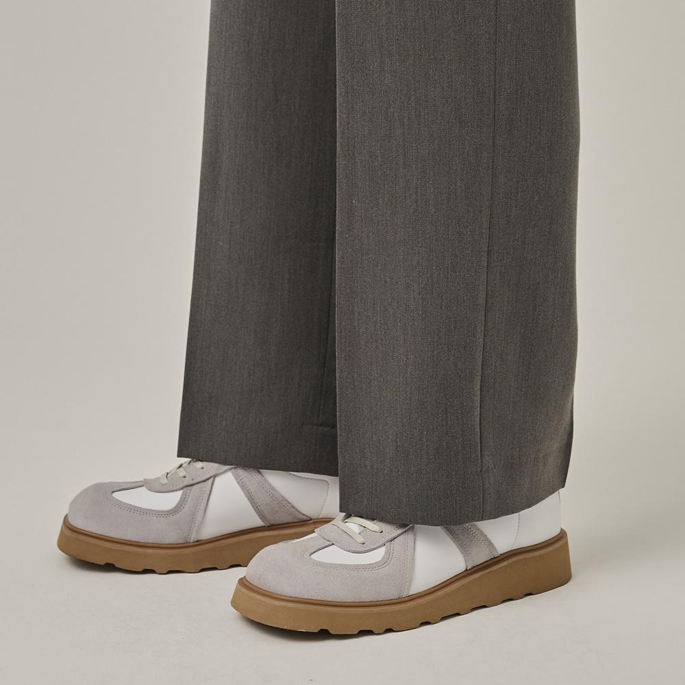 [ANALOG MOOD] German Army Bold Leather Sneakers (White), AN24F2602, 7000031823, Popular Korean Shoes