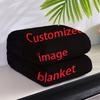 1pc Custom Photo Blanket - Personalized Flannel Throw with Black Background and Red Text - Perfect Gift for Family, Weddings, Bi