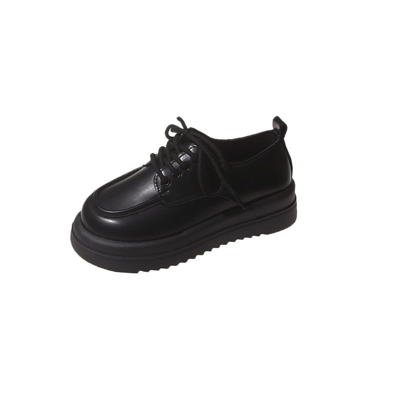 Wind small leather shoes women's new autumn versatile muffin platform student lace-up small single shoes