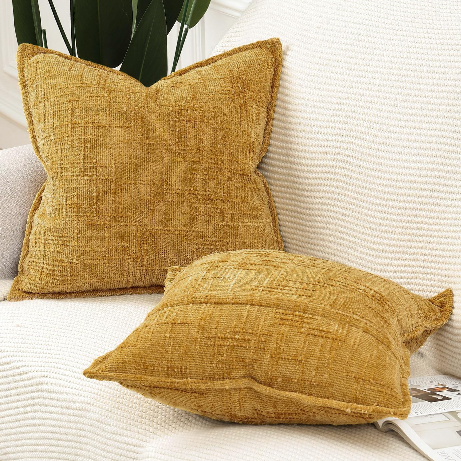 Jmg Clothing Unisex Yellow Chenille Cushion Cover 45X45 Pillow Cover 30X50cm Sofa Decorative Throw Pillow Case Soft Luxury For Living Room Decor