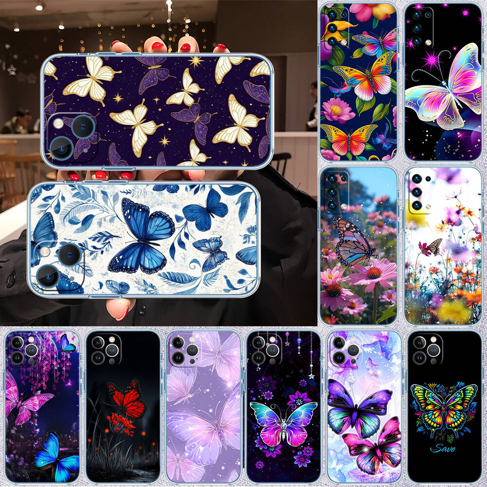 Colorful Butterfly Phone Case for Motorola Edge 20 30 S30 40 50 Fusion Lite Plus Pro Neo Ultra One Hyper Power Action Zoom Macro Vision