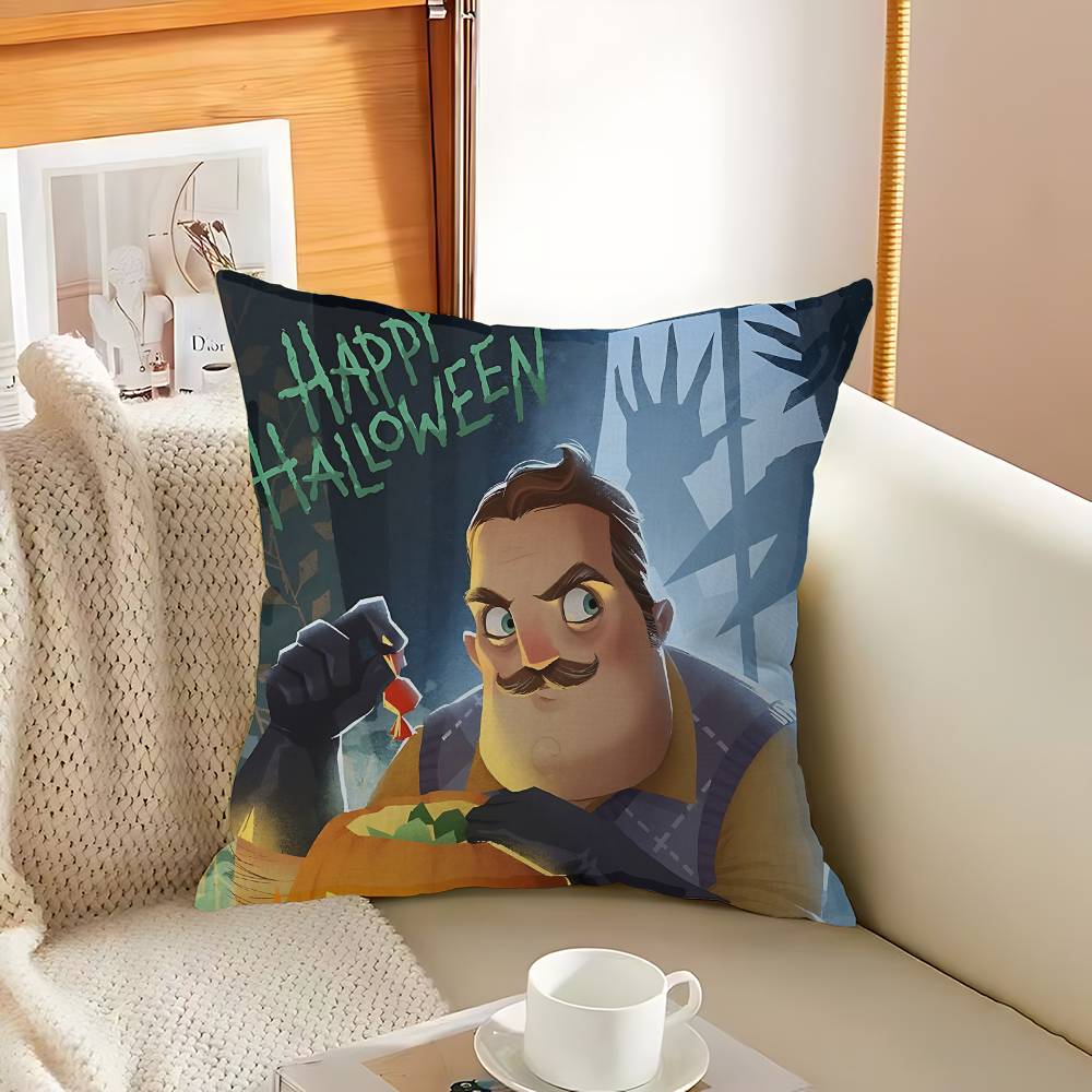 Beliebtes Horrorspiel H-Hello N-Neighbor 2 Kissenbezug Sofakissenbezug Heimzimmerdekoration Kindergeschenk