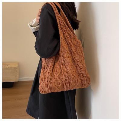 Vintage-Stricktasche, handgewebte Tragetasche, All-in-One-Umhängetasche, Damen-Einkaufstasche, Einkaufstasche