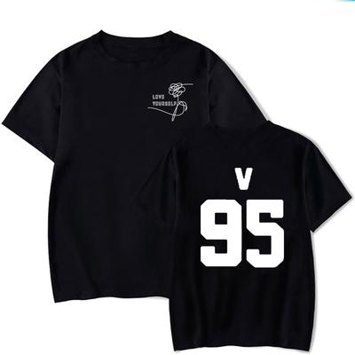 Moda Casual Feminina e Masculina Tendência Estilo Coreano Jimin Suga Top de Manga Curta Gola O Verão Camiseta Oversize