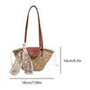 Women Straw Woven Tote Bag Fashion Woven Handbag Large Capacity Weaving Shoulder Bag Chic Hobo Bag for Party Vacation