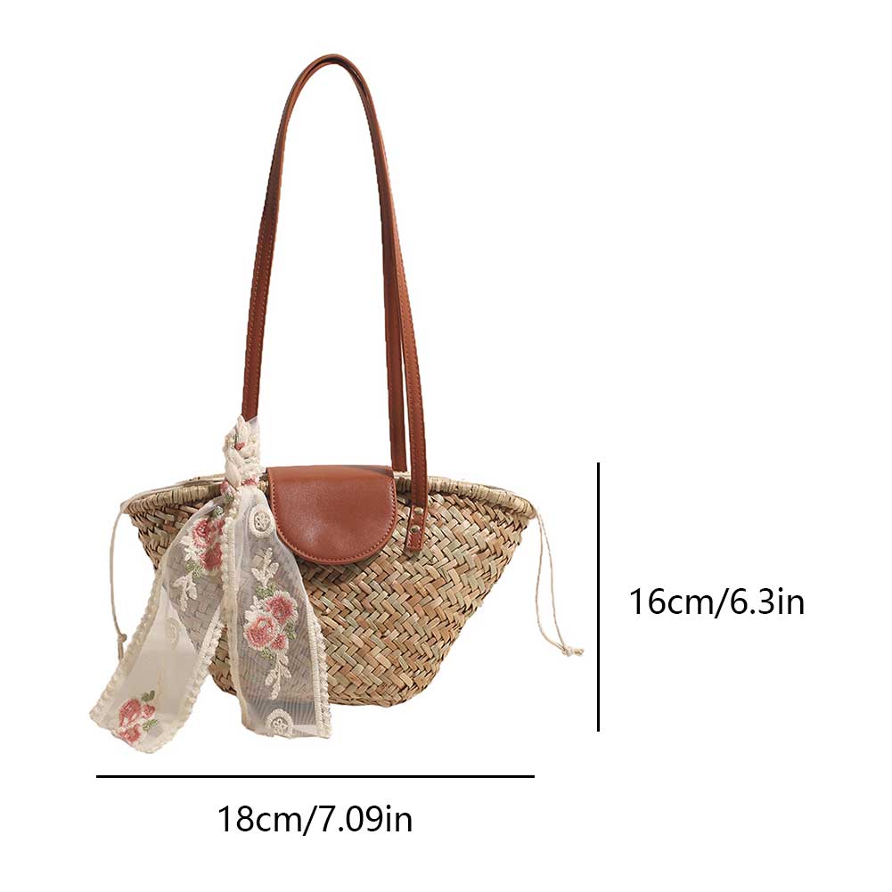 Women Straw Woven Tote Bag Fashion Woven Handbag Large Capacity Weaving Shoulder Bag Chic Hobo Bag for Party Vacation