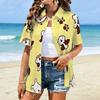 Simple and Personalized Cartoon Dog Print Summer Women's Plus Size Lapel Short Sleeved Shirt Fashionable Daily Versatile Top