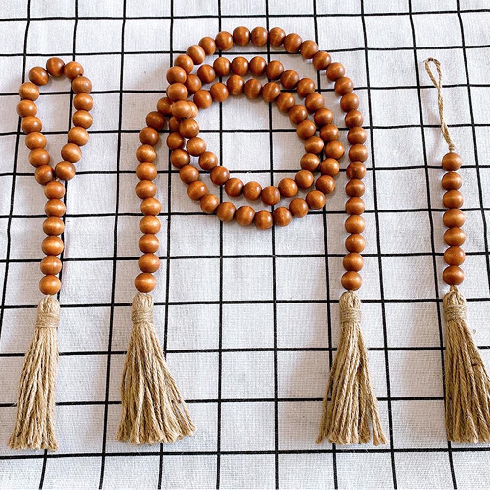 3-piece Wooden Beads Strings Pastoral Color Wooden Beads Tassels String Home Decoration Pendant