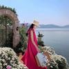 Dopamine Backless Wear with Age-reducing Dress Women's Clothing Summer New Sweet Fungus Edge Square Collar A Word Medium and Long Dress