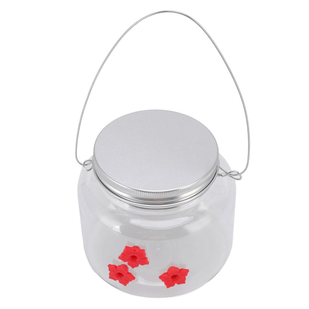 Hanging Bird Feeder 475ml Unique Red Flowers Design 3 Feeding Ports Wide Opening Easy Filling Bird