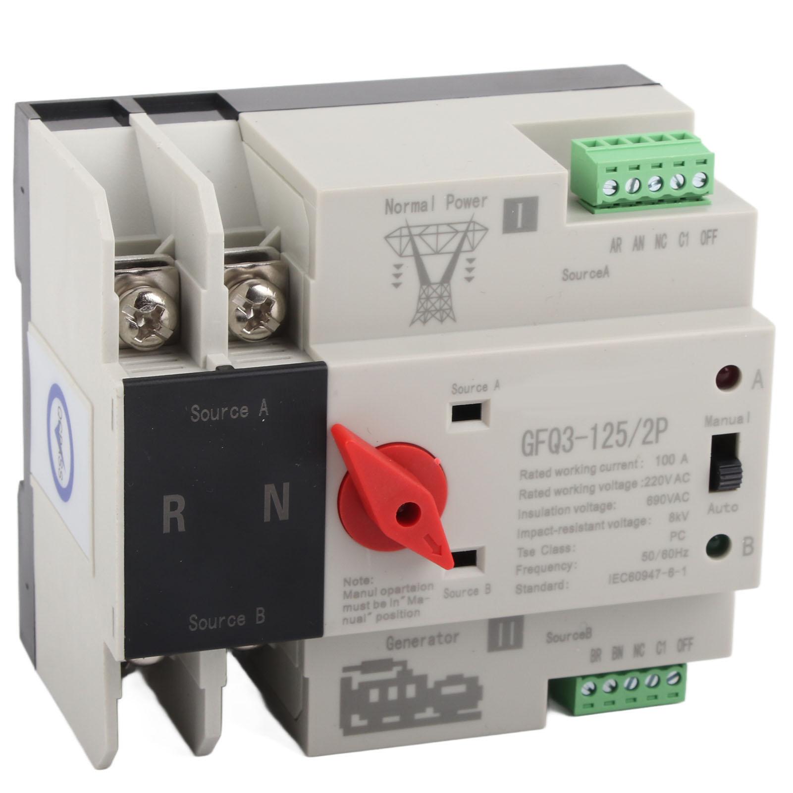 

Автоматичний перемикач живлення 2P Вогнезахисний перемикач живлення для генератора AC220V 100A