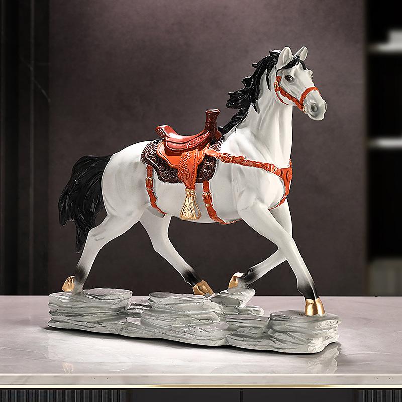 Artizanat din Rășină Sculptură Animal Simulare Cal Stil Chinezesc Retro Statuie Cal Figurine Decorative Decorațiuni Casă