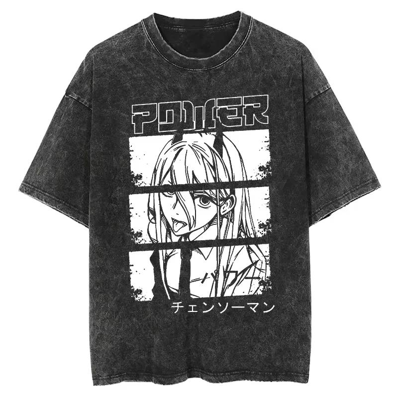 Anime Makima Chainsaw Print TShirt Men Women Hip Hop Oversized Short Sleeve T-Shirt Fashion High Quality Cotton Tees Streetwear