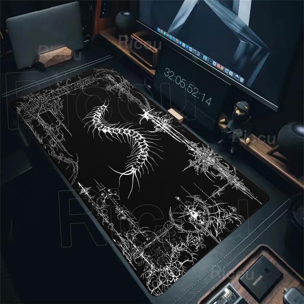 Tappetino Mouse Gotico Bianco Nero Grande Mousepad da Gioco Estetica Centipede Accessori PC Tappetino Esteso Tappetini Mouse Tastiera Ufficio