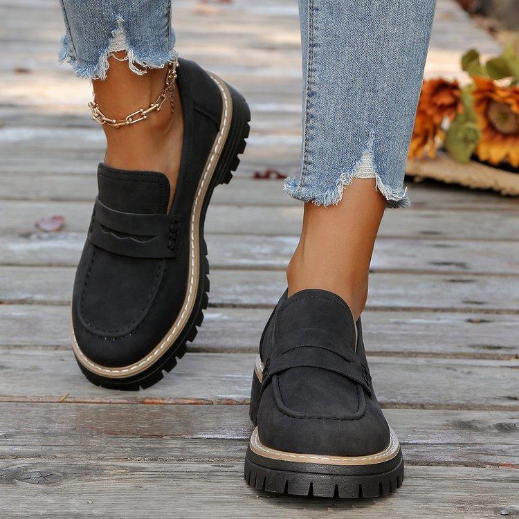 Women's Chunky Platform Loafers,Thick Sole,Round Toe,Casual Women Shoes