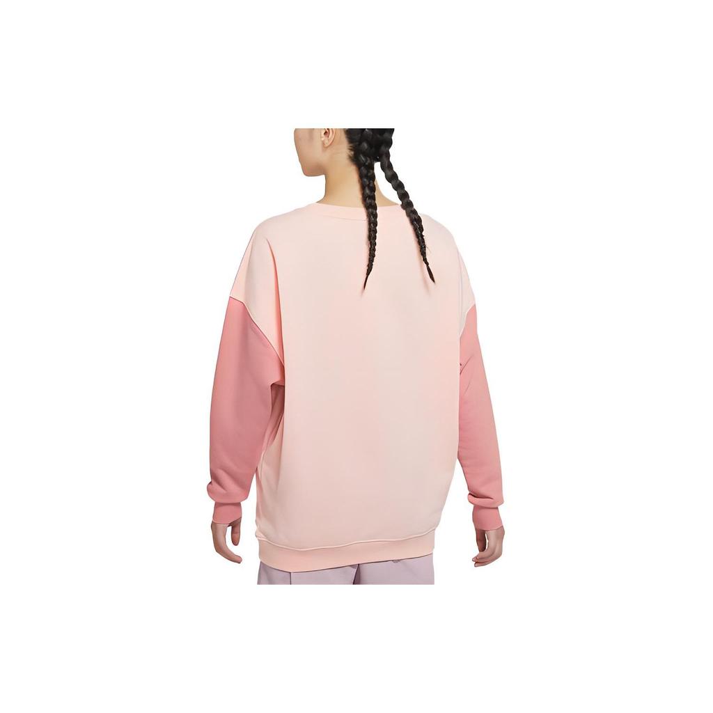Nike Sportswear Casual Color Block Round Neck Vintage American Sweatshirt Women Sweatshirt Quartz-Pink DJ6946-666